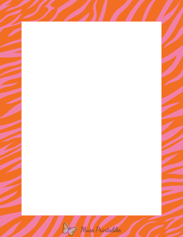Orange And Pink Zebra Print Border