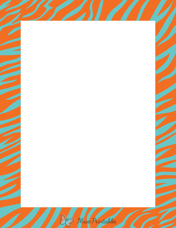Orange And Turquoise Zebra Print Border