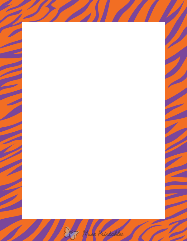 Orange And Violet Zebra Print Border