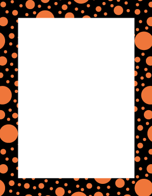 Orange on Black Random Polka Dot Border