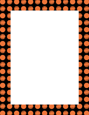 Orange on Black Scribble Polka Dot Border
