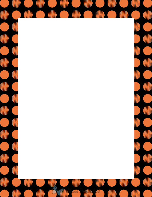 Orange on Black Scribble Polka Dot Border