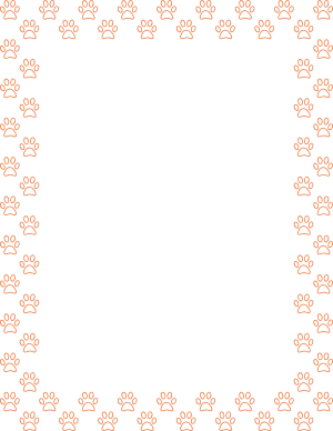 Orange On White Paw Print Outline Border