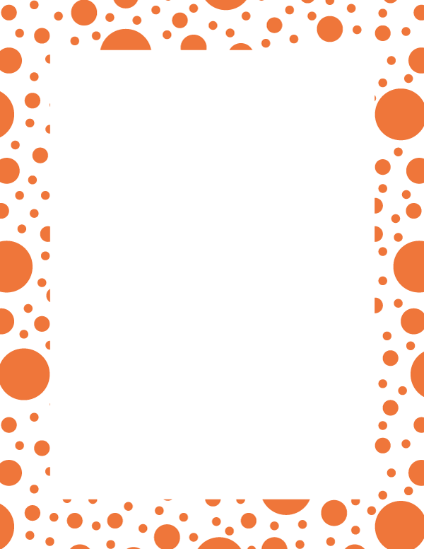 Orange on White Random Polka Dot Border