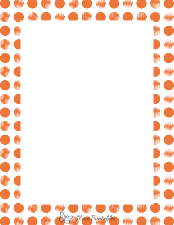 Orange on White Scribble Polka Dot Border