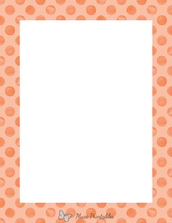 Orange Watercolor Polka Dots Border