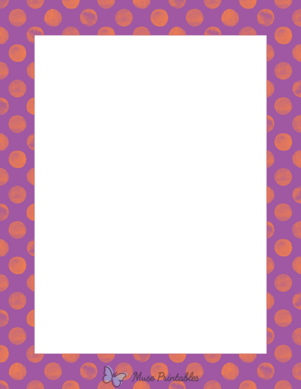 Orange Watercolor Polka Dots on Purple Border