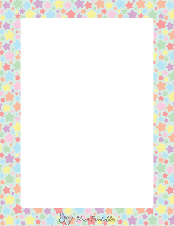 Printable Pastel Star Page Border