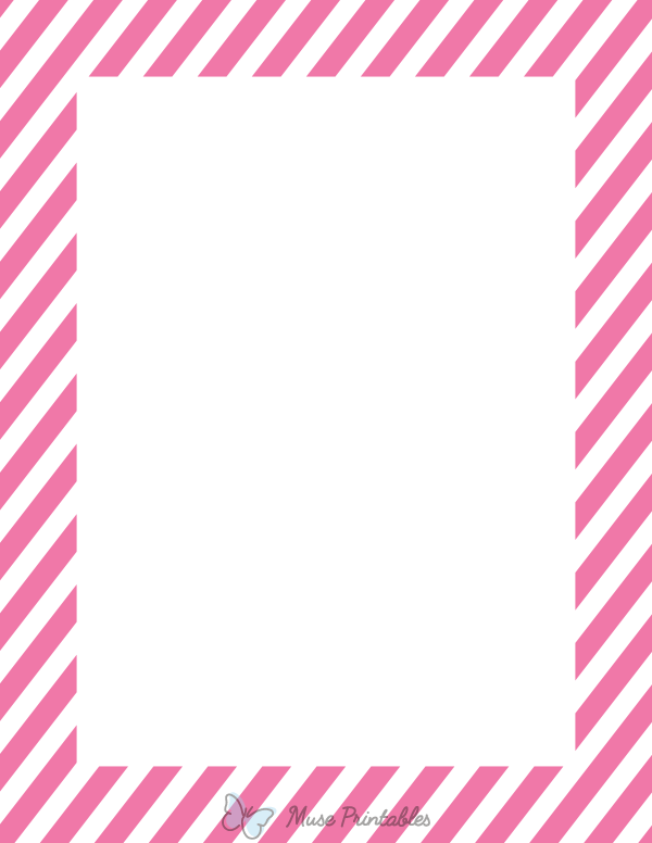 Pink And White Diagonal Striped Border