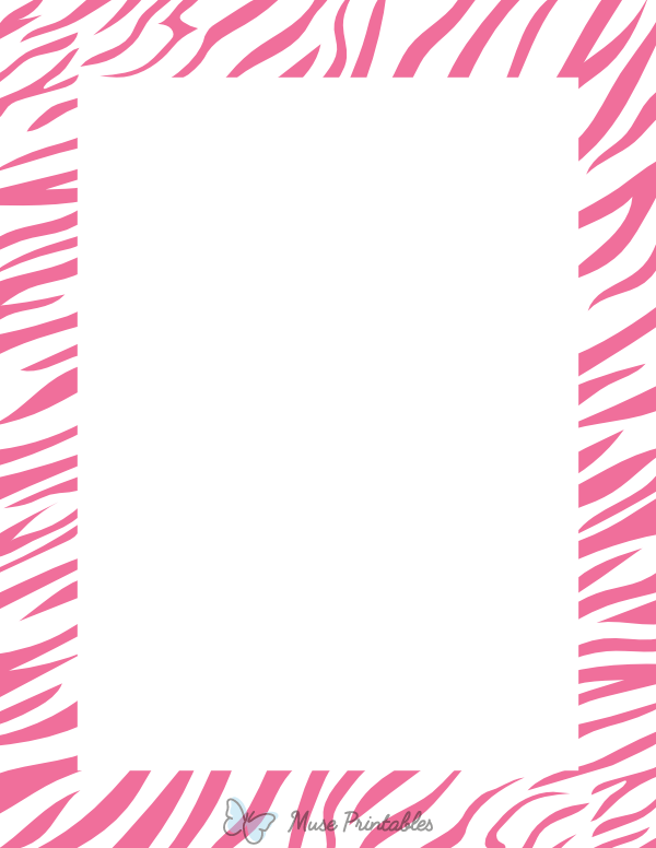 Pink And White Zebra Print Border