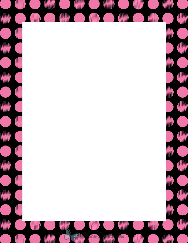 Pink on Black Scribble Polka Dot Border