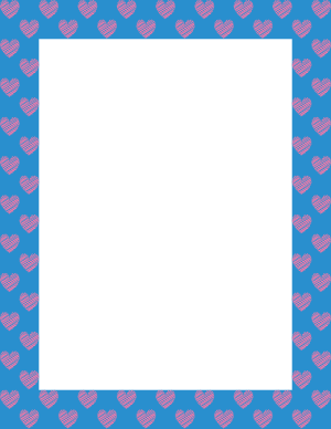 Pink On Blue Heart Scribble Border