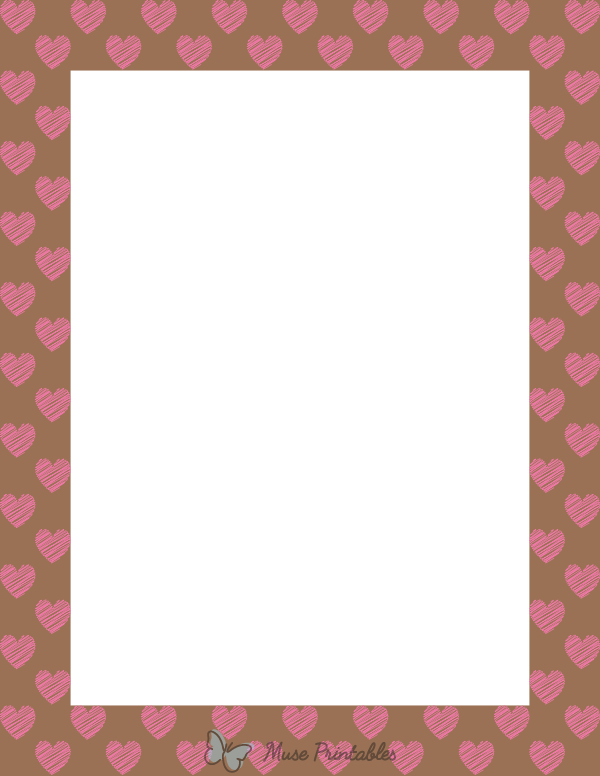 Pink On Coffee Heart Scribble Border
