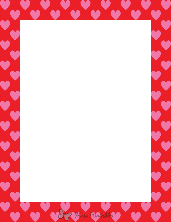 Pink On Red Heart Border