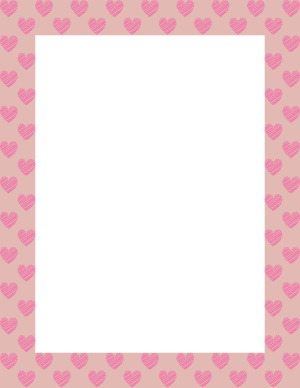 Pink On Rose Gold Heart Scribble Border