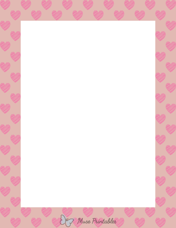 Pink On Rose Gold Heart Scribble Border