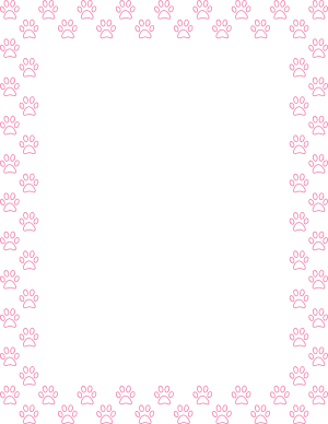 Pink On White Paw Print Outline Border
