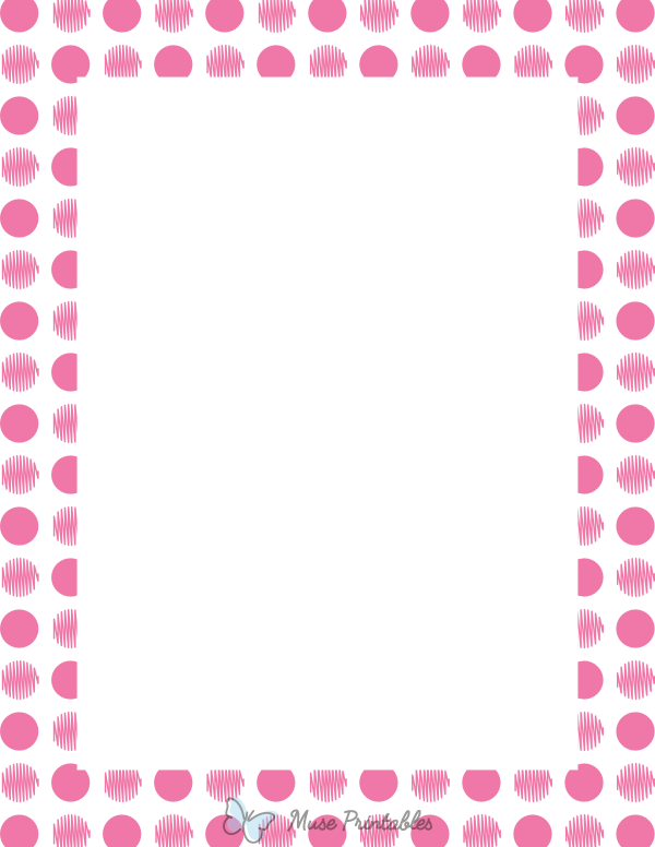 Pink on White Scribble Polka Dot Border