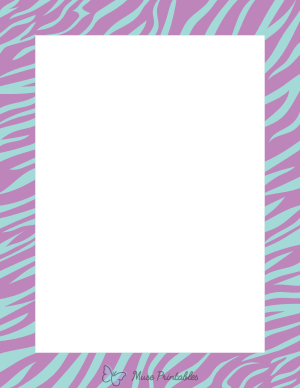 Purple And Turquoise Zebra Print Border