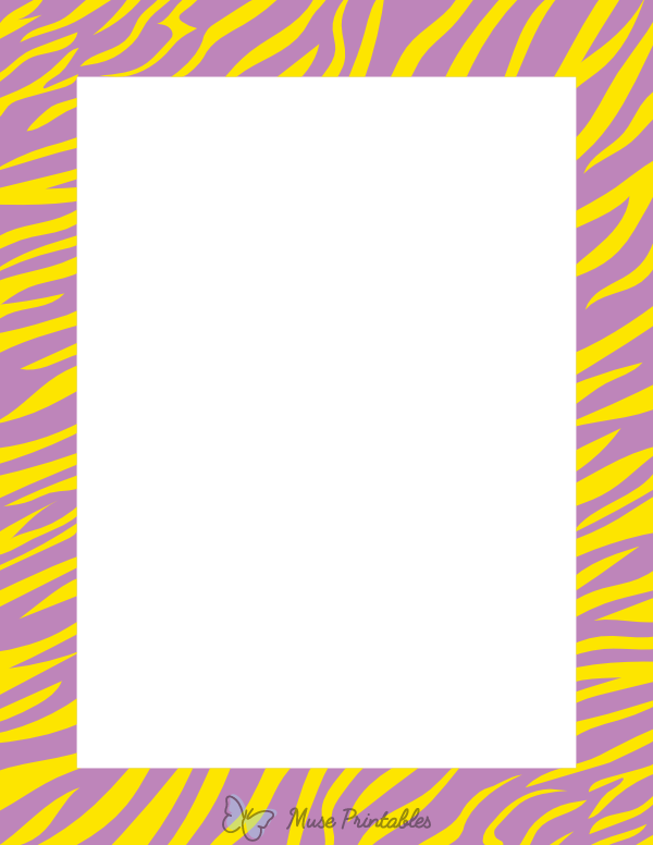 Purple And Yellow Zebra Print Border