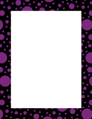 Purple on Black Random Polka Dot Border