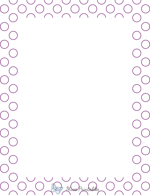 Purple on White Circle Polka Dot Border