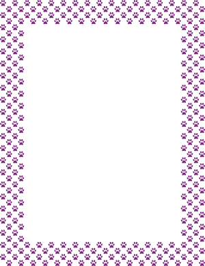 Purple on White Mini Paw Print Border