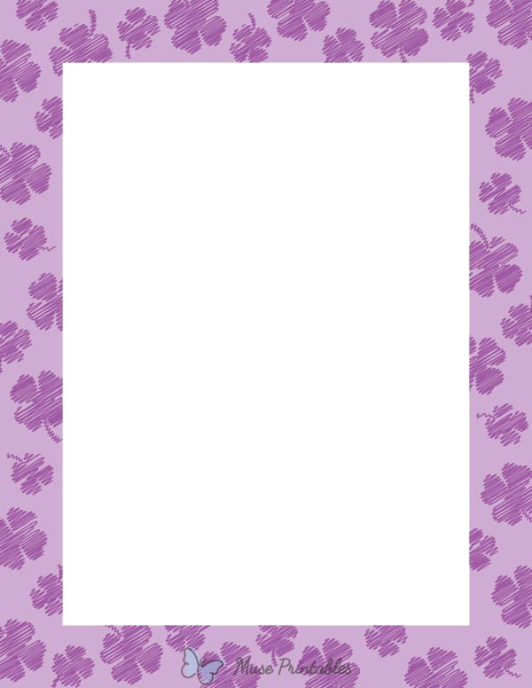 Purple Scribble Four Leaf Clover Border