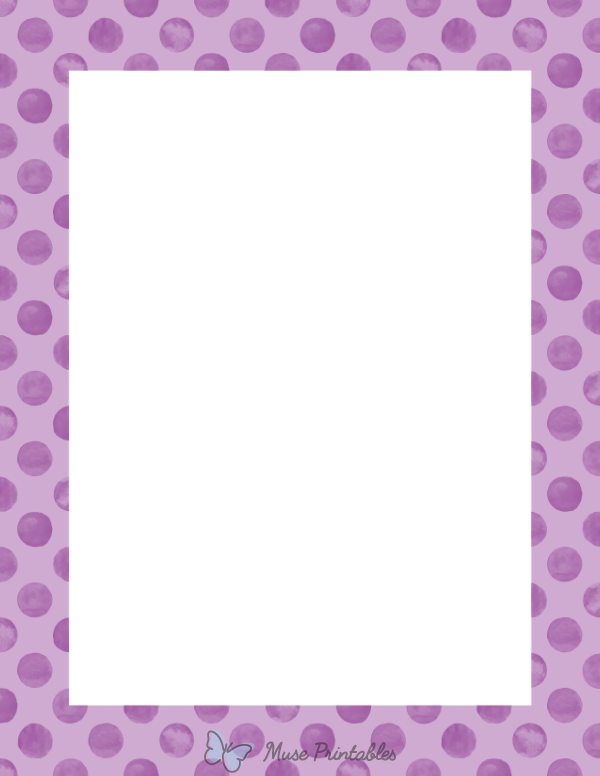 Purple Watercolor Polka Dots Border