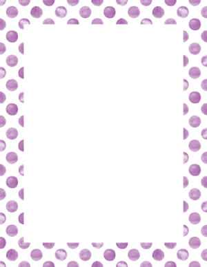 Purple Watercolor Polka Dots on White Border