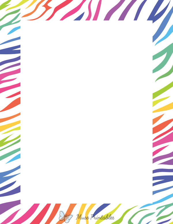 Rainbow And White Zebra Print Border