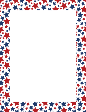 Red and Blue Stars on White Border