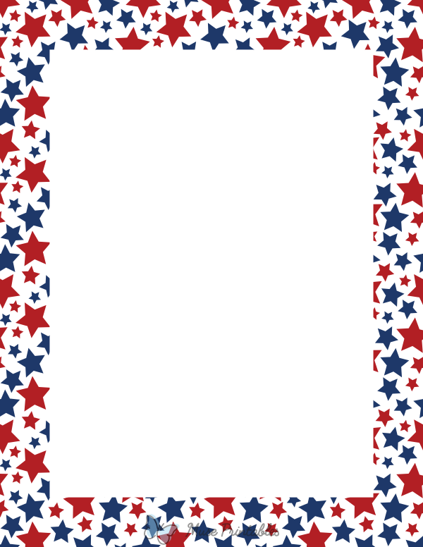 Red and Blue Stars on White Border