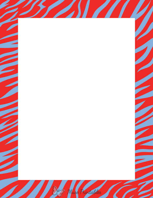 Red And Sky Blue Zebra Print Border
