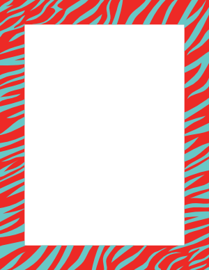 Red And Turquoise Zebra Print Border