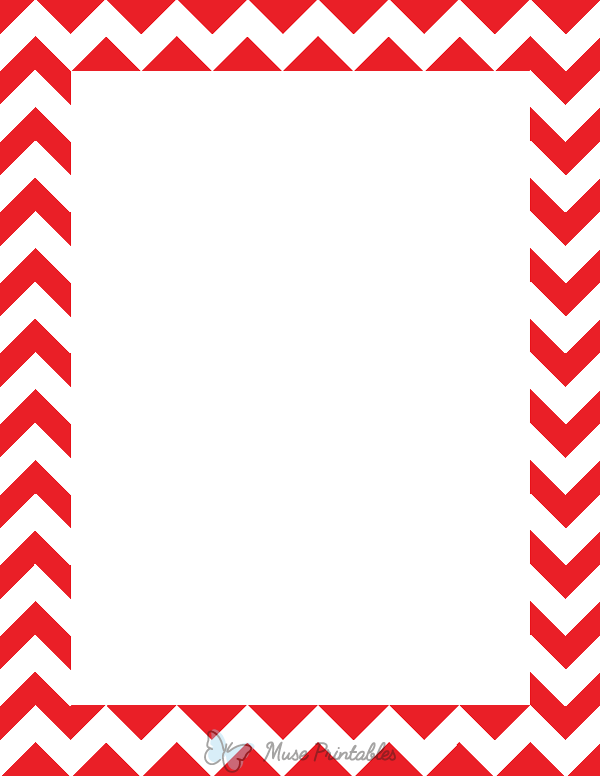 Printable Red And White Chevron Page Border