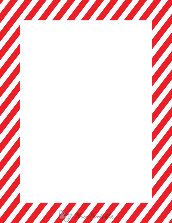 Printable Red And White Diagonal Striped Page Border