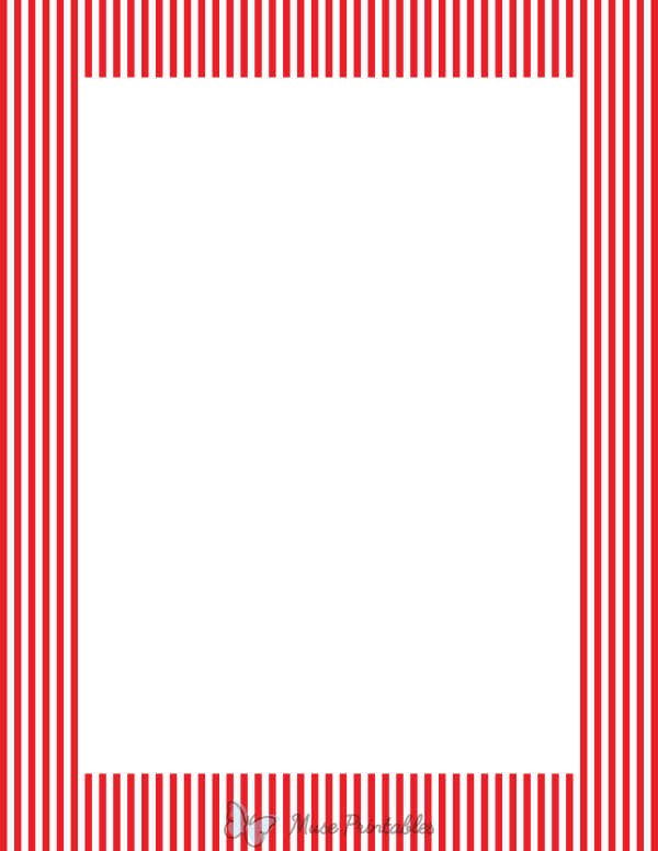 Printable Red And White Mini Vertical Striped Page Border