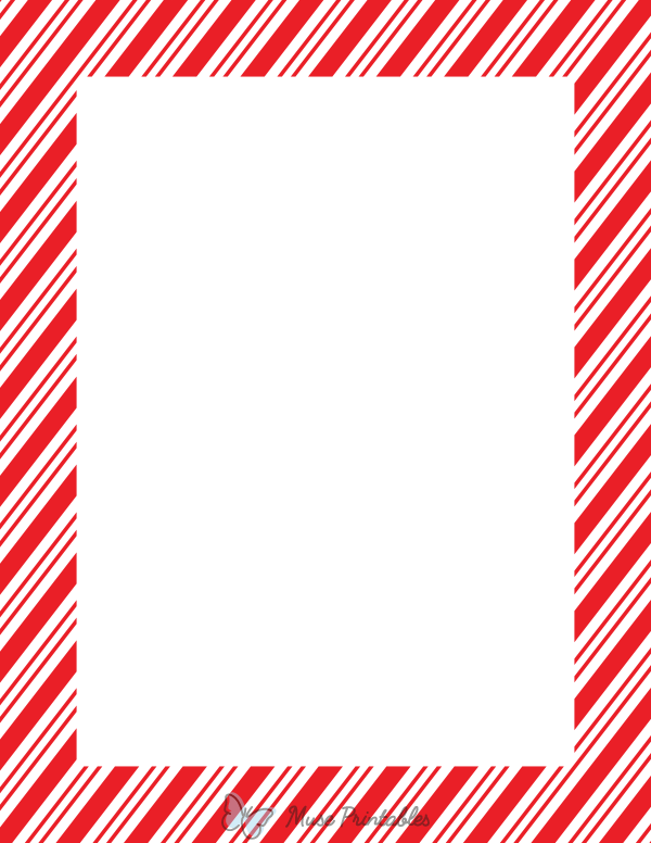 Printable Red and White Peppermint Stripe Page Border