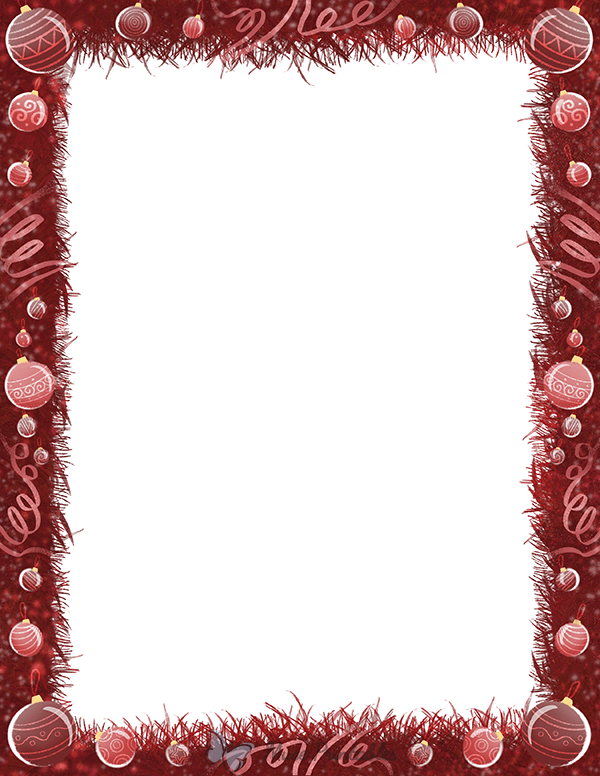 Printable Red Christmas Ornament Page Border