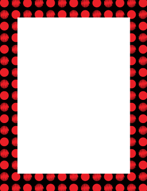 Red on Black Scribble Polka Dot Border