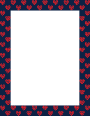 Red On Navy Blue Heart Scribble Border