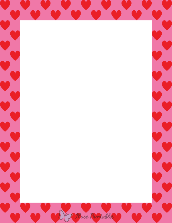 Red On Pink Heart Border
