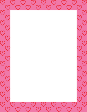 Red On Pink Heart Outline Border