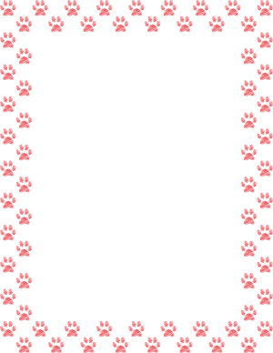 Red On White Scribble Paw Print Border