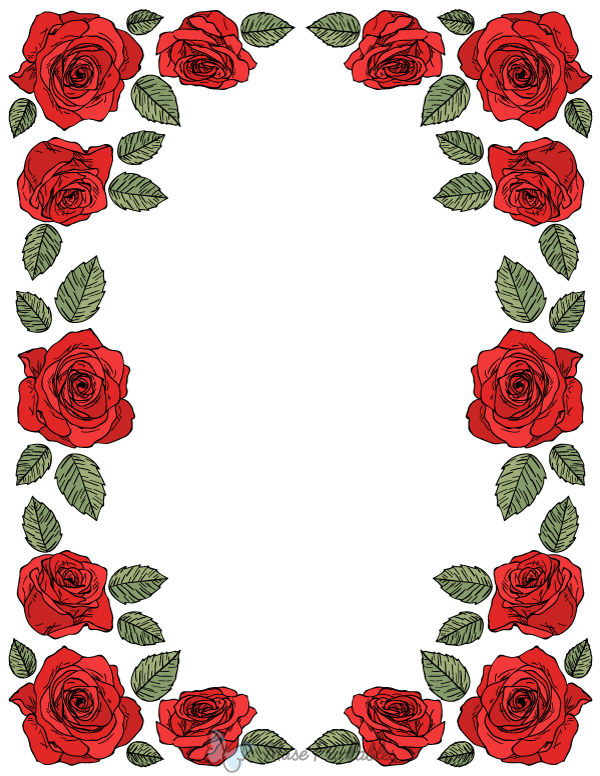 Printable Red Rose Page Border
