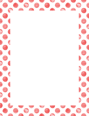 Red Watercolor Polka Dots on White Border