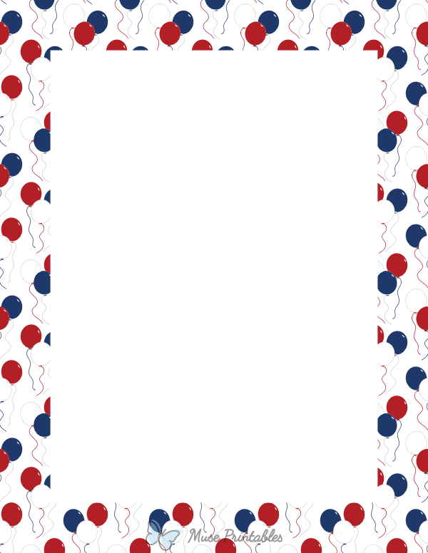 Red White and Blue Balloons Border