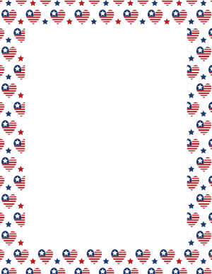 Red White and Blue Heart Border