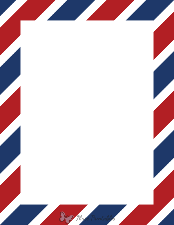 Red White and Blue Large Diagonal Striped Border